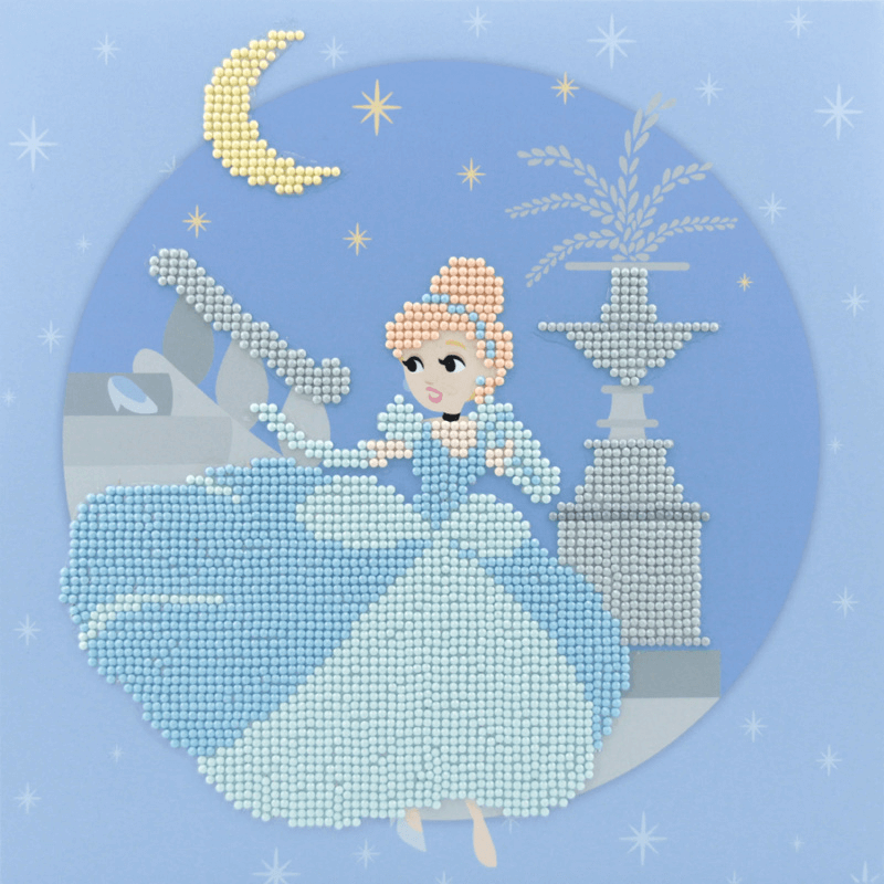 Dimond Dotz® Box Cinderella comes pre-folded and ready to hang or sit on your desk.  With the Diamond Dotz Box 28cm x 28cm, you may enjoy the art of diamond dotting while also creating visually appealing decorative artwork.