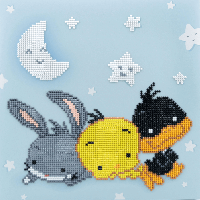 Diamond Dotz® Box Looney Tunes comes pre-folded and ready to hang or sit on your desk.  With the Diamond Dotz Box 28cm x 28cm, you may enjoy the art of diamond dotting while also creating visually appealing decorative artwork.