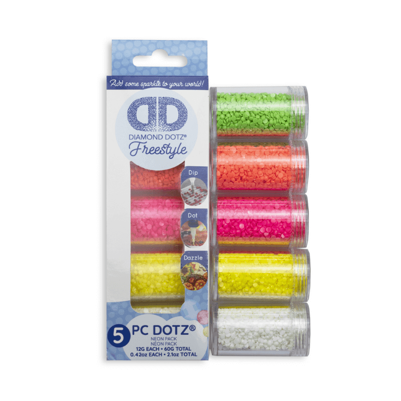 Diamond Dotz Freestyle Gems have a beautiful shimmery effect. Scratch-resistant resin dot gems feature 13 facets for a diamond-like appearance.