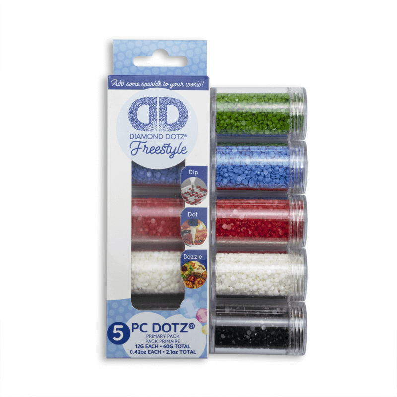 Diamond Dotz Freestyle Gems have a beautiful shimmery effect. Scratch-resistant resin dot gems feature 13 facets for a diamond-like appearance.