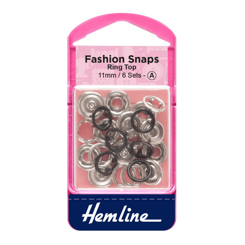 Hemline Fashion Snaps Ring Top Black