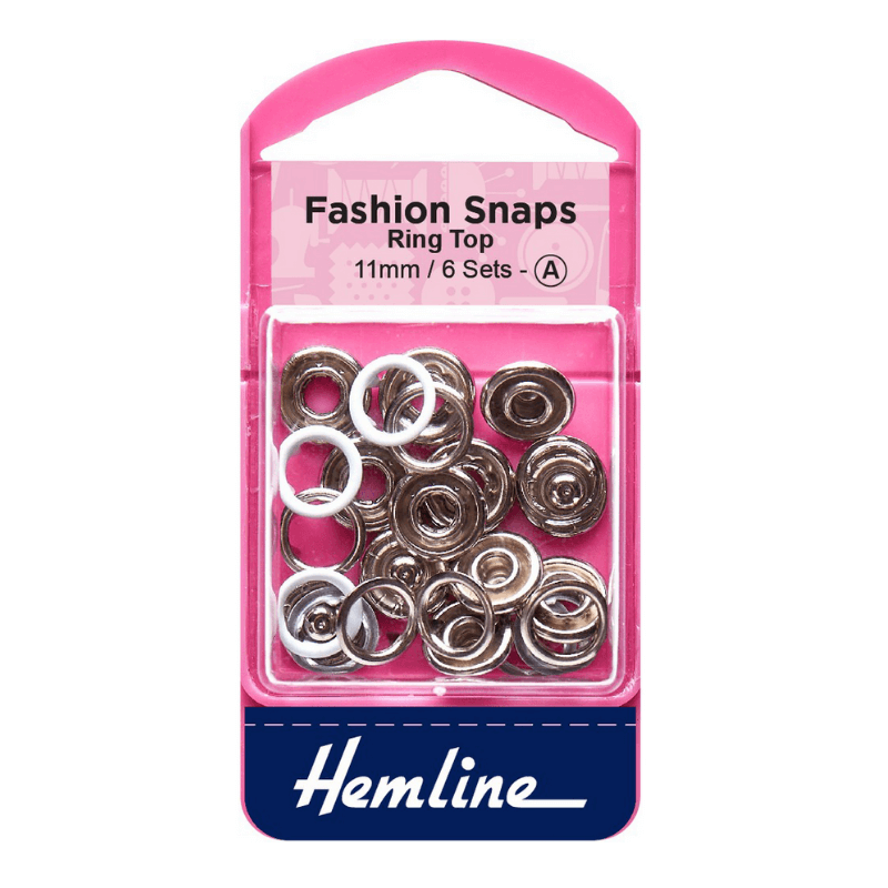 Hemline Fashion Snaps Ring Top White