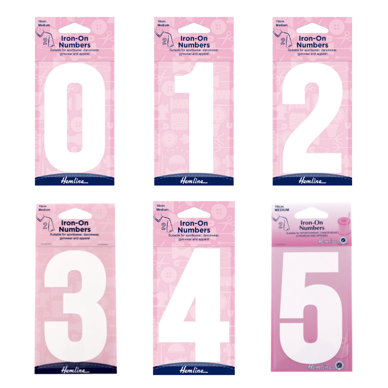 Hemline Hangsell Iron On Number 0-5 Medium White