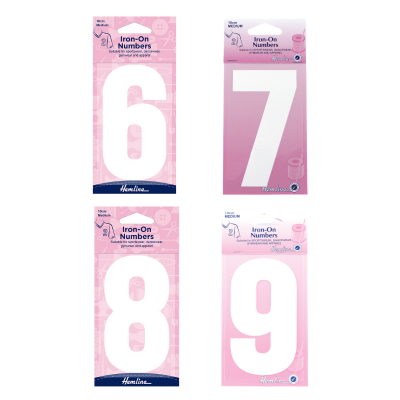 Hemline Hangsell Iron On Number 6-9 Medium White