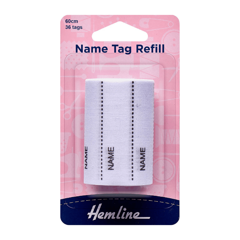 60cm of name tags are included to label school and sports uniforms, camping gear, and personal items.