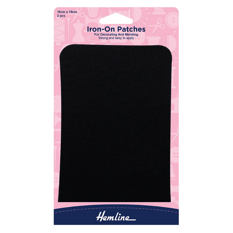 Hemline Iron-On Patches Black