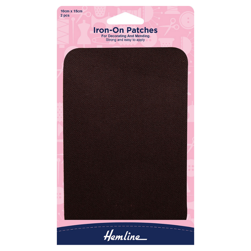 Hemline Iron-On Patches Brown