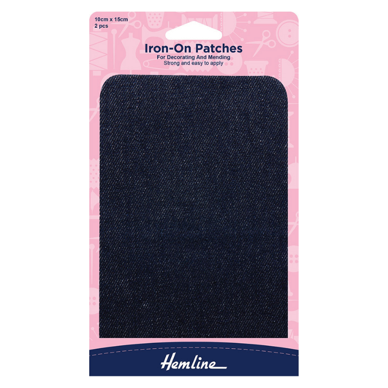 Hemline Iron-On Patches Dark Denim