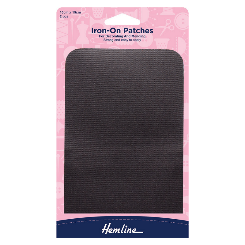Hemline Iron-On Patches Dark Grey