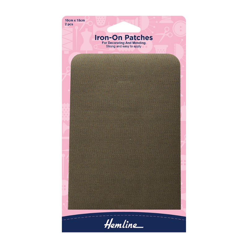 Hemline Iron-On Patches Khaki
