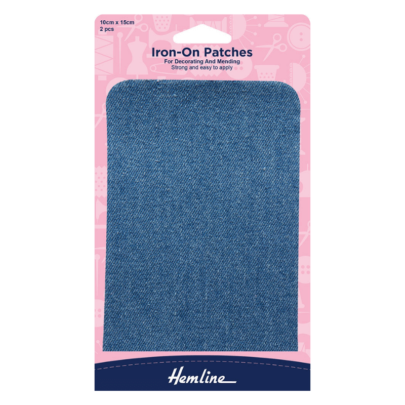 Hemline Iron-On Patches Light Denim