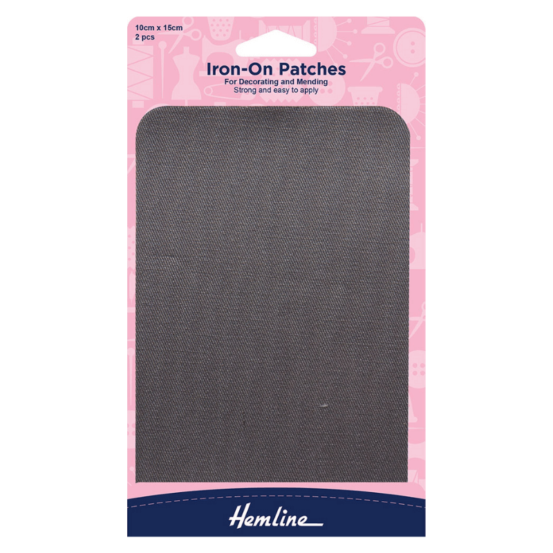 Hemline Iron-On Patches Light Grey