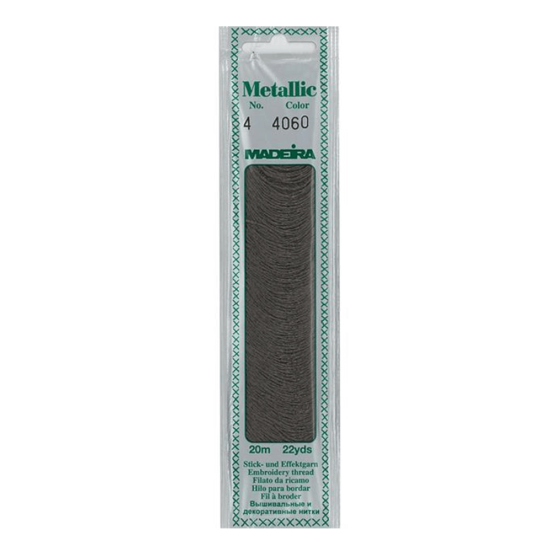 Madeira Metallic embroidery thread is very soft and supple and may be divided into four strands for easy embroidery onto different textures.