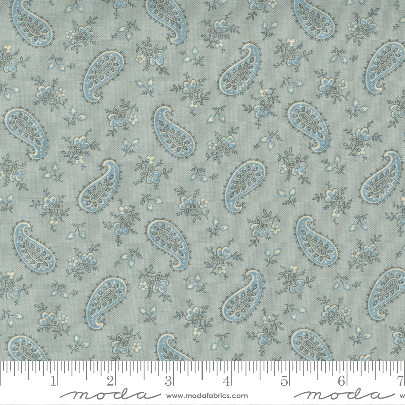 Moda Fabrics La Vie Boheme Ciel Blue Marcel Paisley 13904-15