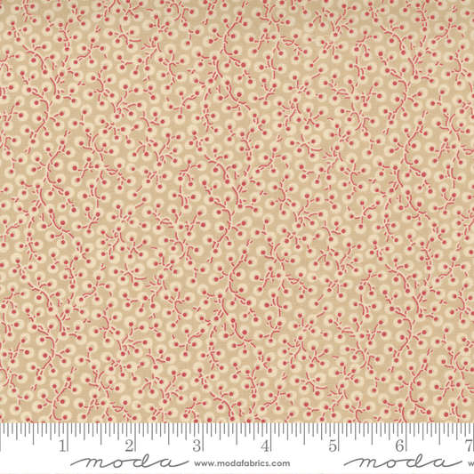Moda Fabrics La Vie Boheme Oyster French Red Dot Vine 13907-16