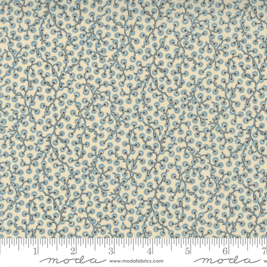 Moda Fabrics La Vie Boheme Pearl French Blue Dot Vine 13907-19