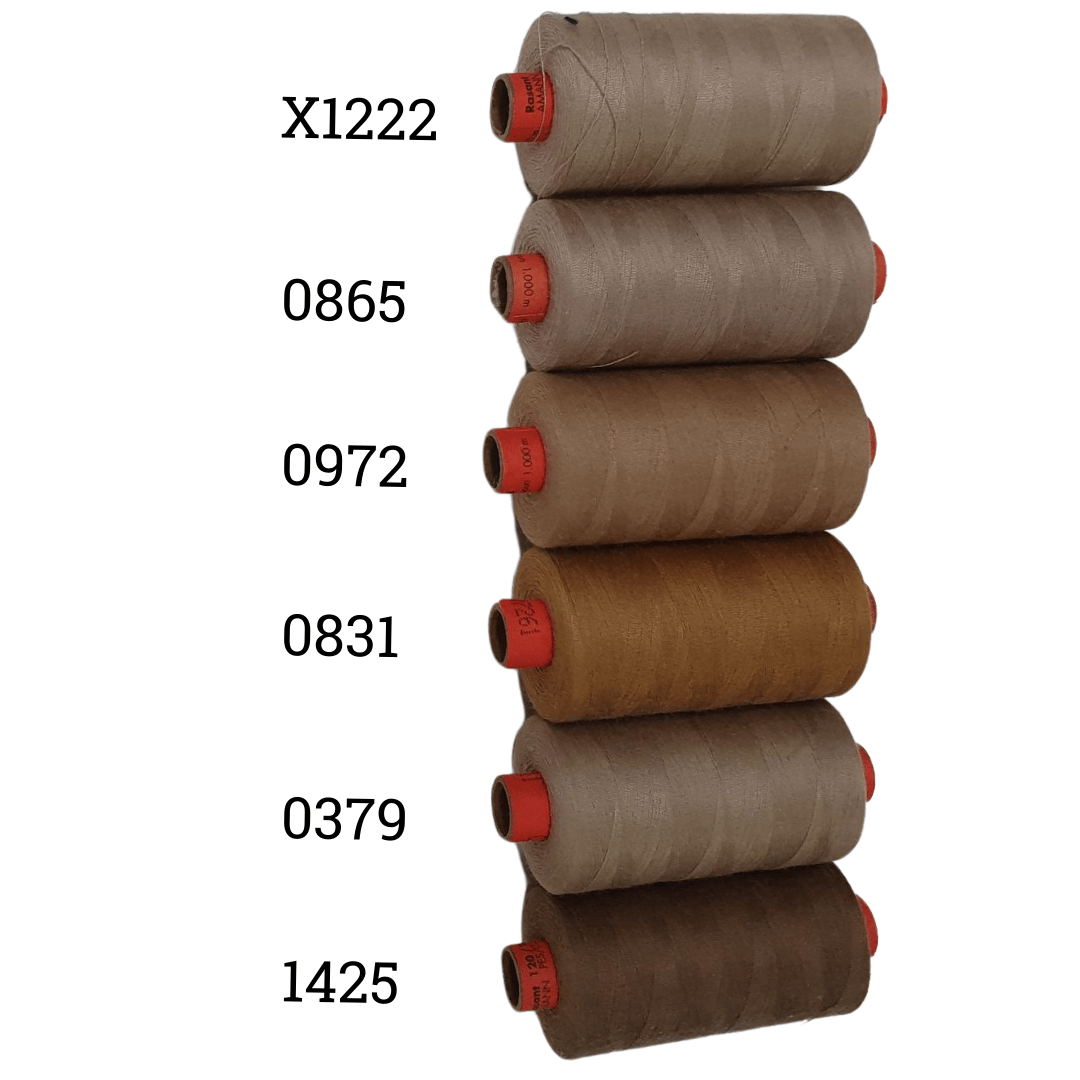 Rasant Thread 1000m C 50% Polyester 50% Cotton Colour Taupe, Light Mocha, Old Gold, Mocha, Alder Brown
