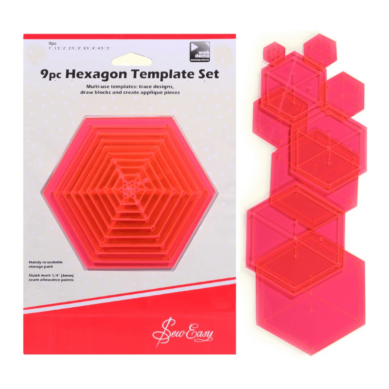 Sew Easy 9 Piece Template Set Hexagon