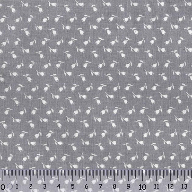 Sew Easy Rose Print Cotton Fabric Grey