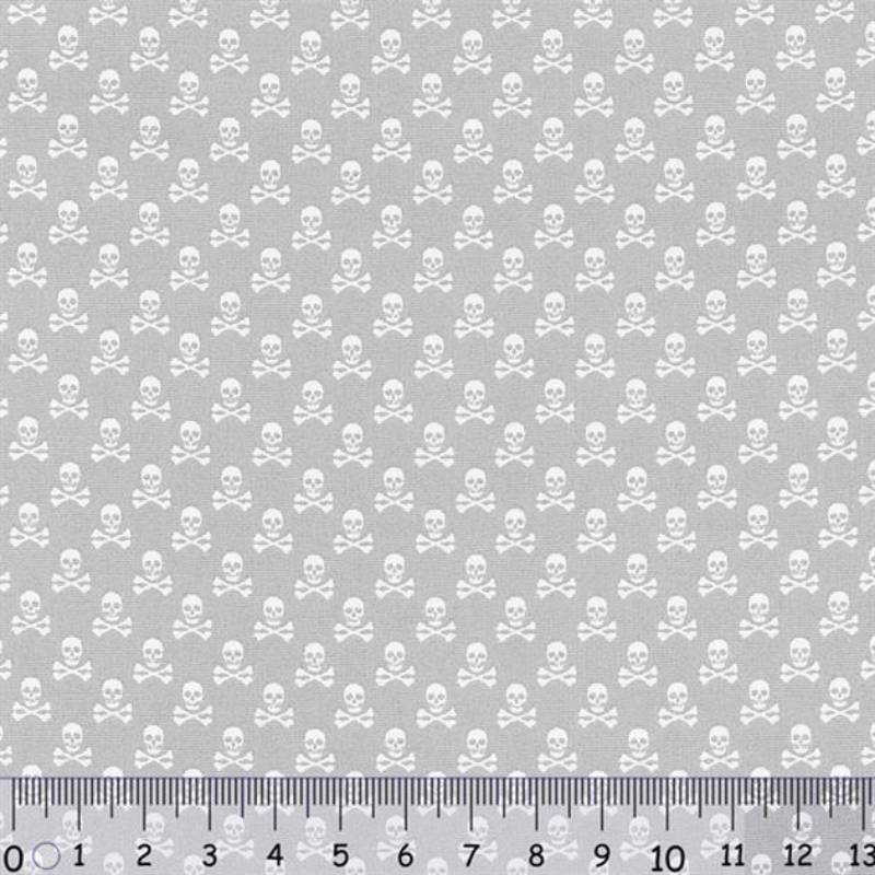 Sew Easy Skull Print Cotton Fabric Grey