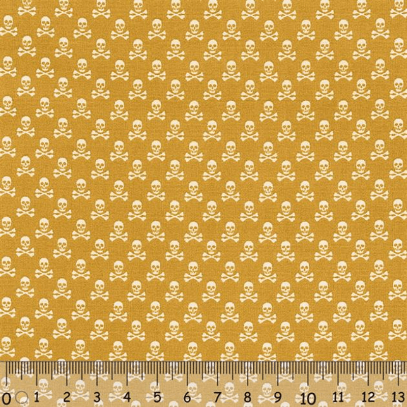Sew Easy Skull Print Cotton Fabric Orange