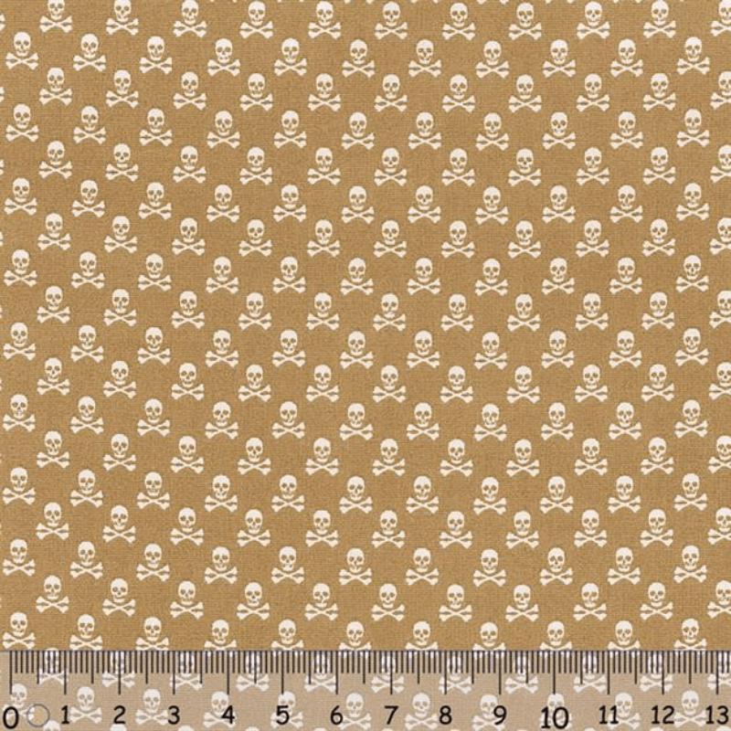 Sew Easy Skull Print Cotton Fabric Caramel