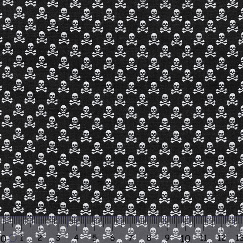 Sew Easy Skull Print Cotton Fabric Black