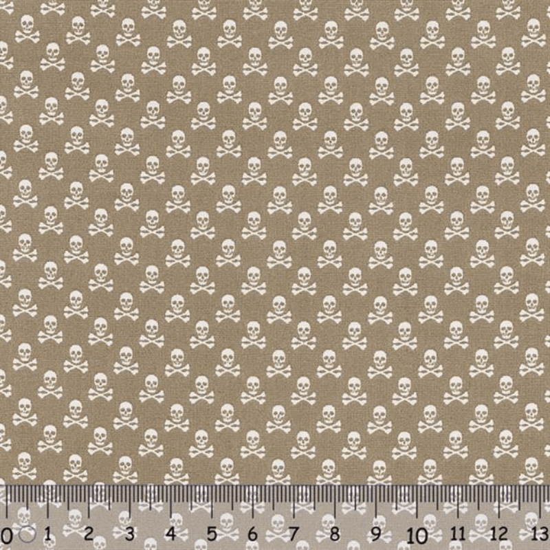 Sew Easy Skull Print Cotton Fabric Brown