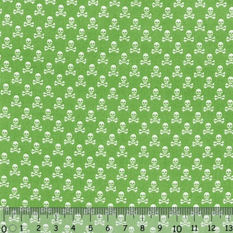 Sew Easy Skull Print Cotton Fabric Green
