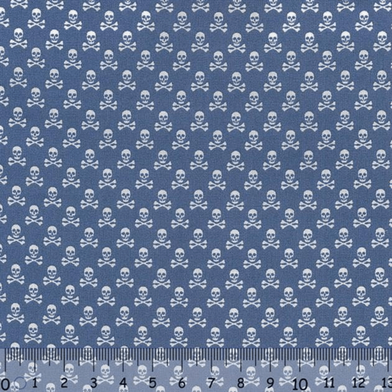 Sew Easy Skull Print Cotton Fabric Blue