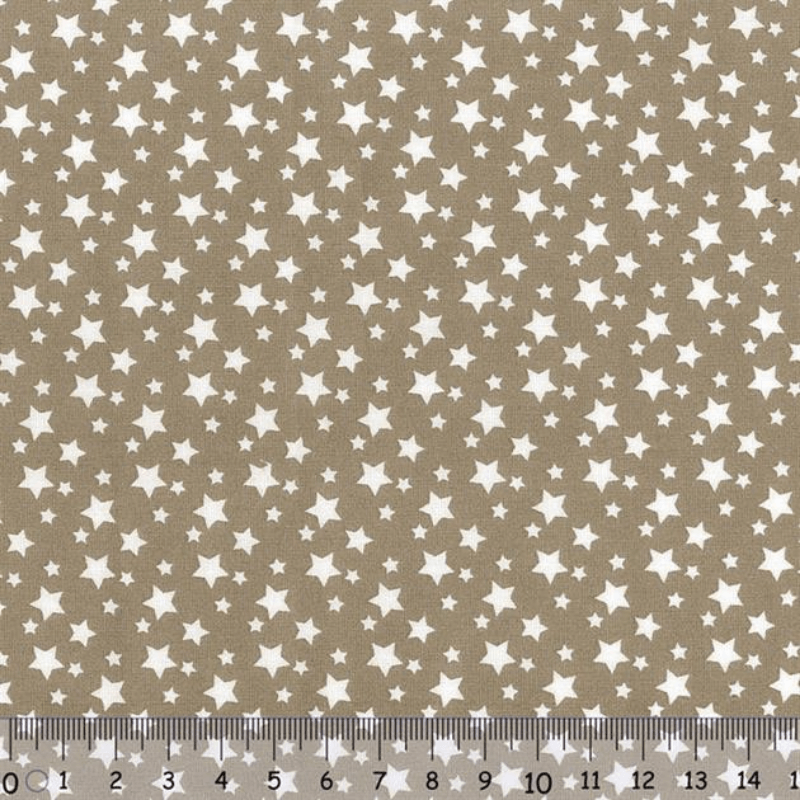 Sew Easy Star Print Cotton Fabric Taupe