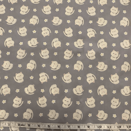 Belleboo Fabric Cats - Happy Cats on Grey