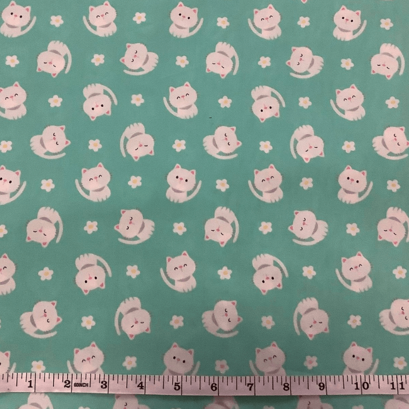 Belleboo Fabric Cats - Happy Cats on Mint