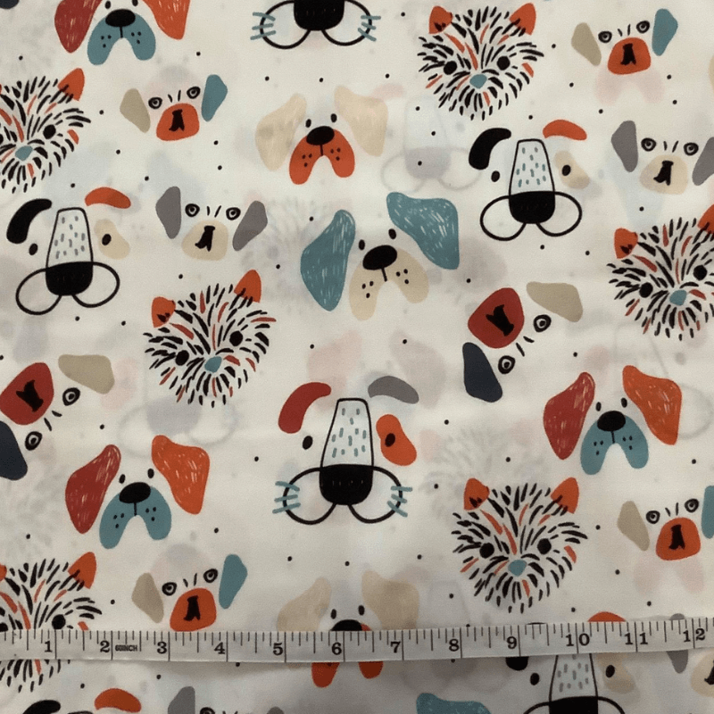 Belleboo Fabric Dog Doodle Faces White