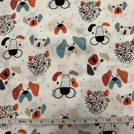 Belleboo Fabric Dog Doodle Faces White
