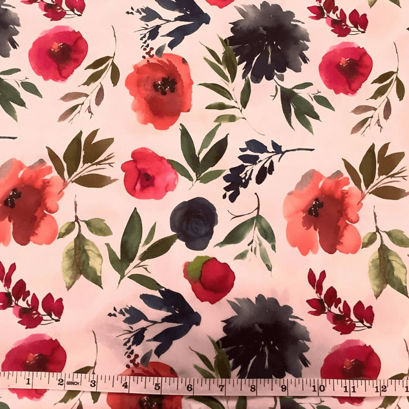 Belleboo Fabric Floral Red and Orange Flower
