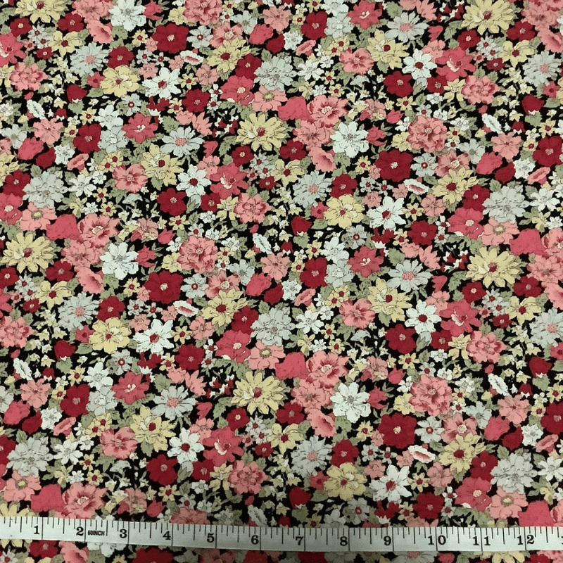 Belleboo Fabric Floral Retro Red and Pink
