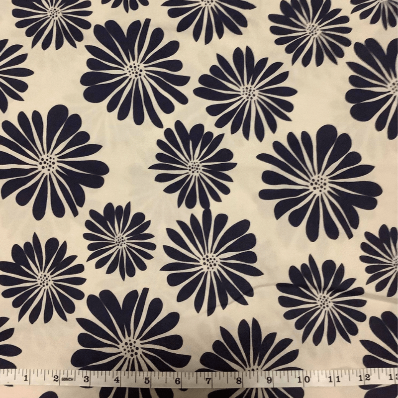 Belleboo Fabric Florals Purple Daisy on Cream