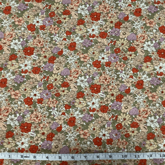 Belleboo Fabric Floral Retro Yellow and Orange