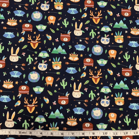 Belleboo Fabric Forest Friends on Navy