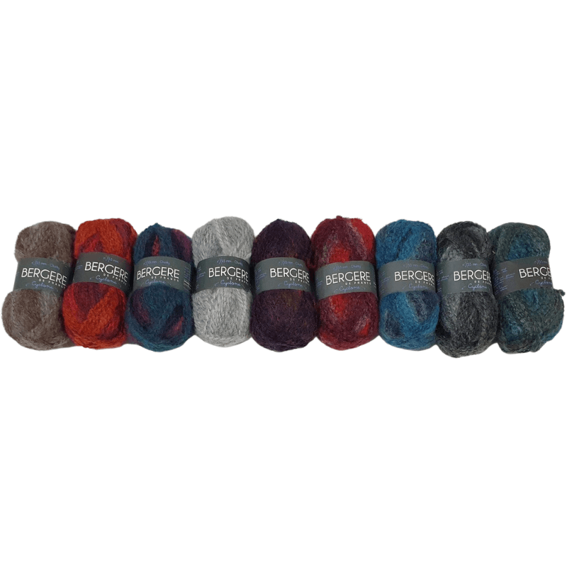Cyclone Wool is a subtle blend of multicoloured and plain strands in a light, wavy yarn that produces a beautifully nuanced effect regardless of how simple the stitches are! Ideal for beginners. Machine wash on the wool cycle and lay flat to dry.