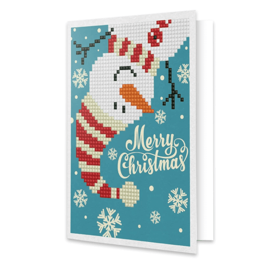 The Diamond Dotz Merry Christmas Snowman Embroidery Facet Art Greeting Card Kit comes with everything you need to finish the project. It's simple, quick, and enjoyable to do!