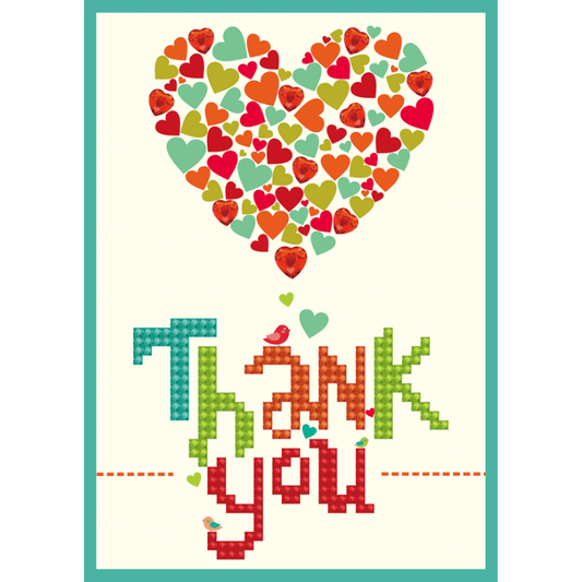 The Diamond Dotz Thank You Heart Embroidery Facet Art Greeting Card Kit comes with everything you need to finish the project. It's simple, quick, and enjoyable to do!