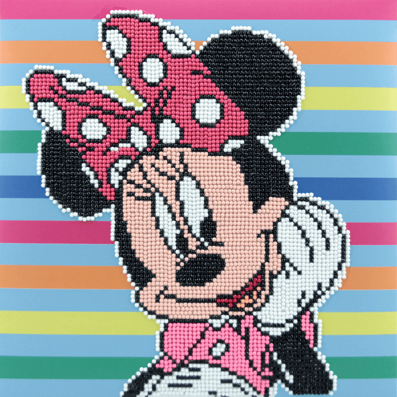 Diamond Dotz® Box Minnie Mouse comes pre-folded and ready to hang or sit on your desk.  With the Diamond Dotz Box 28cm x 28cm, you may enjoy the art of diamond dotting while also creating visually appealing decorative artwork.