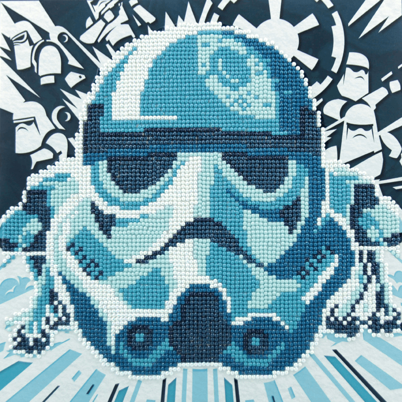 Diamond Dotz® Box Stormtrooper comes pre-folded and ready to hang or sit on your desk.  With the Diamond Dotz Box 28cm x 28cm, you may enjoy the art of diamond dotting while also creating visually appealing decorative artwork.
