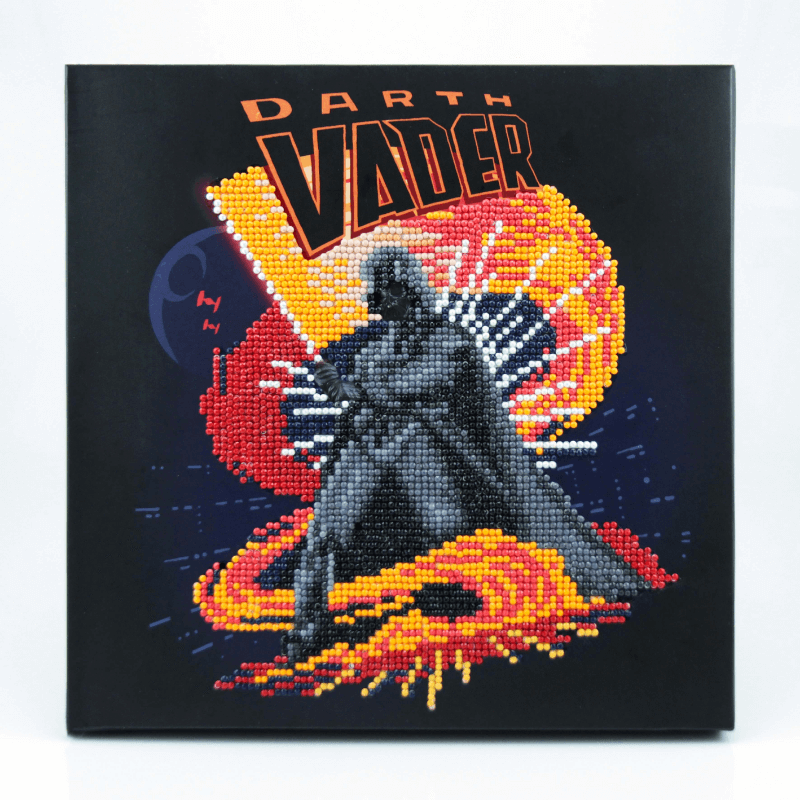 Diamond Dotz® Box Vader comes pre-folded and ready to hang or sit on your desk.  With the Diamond Dotz Box 28cm x 28cm, you may enjoy the art of diamond dotting while also creating visually appealing decorative artwork.