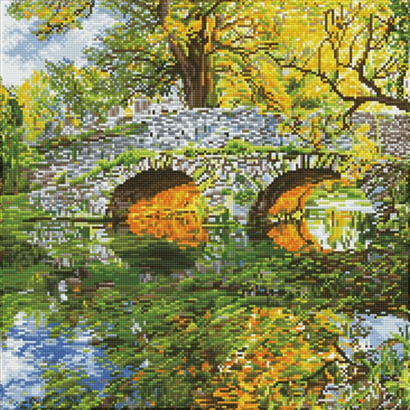 The Diamond Dotz Country Bridge 5D Embroidery Facet Art Kit comes with everything you need to finish the project. It's simple, quick, and enjoyable to do!
