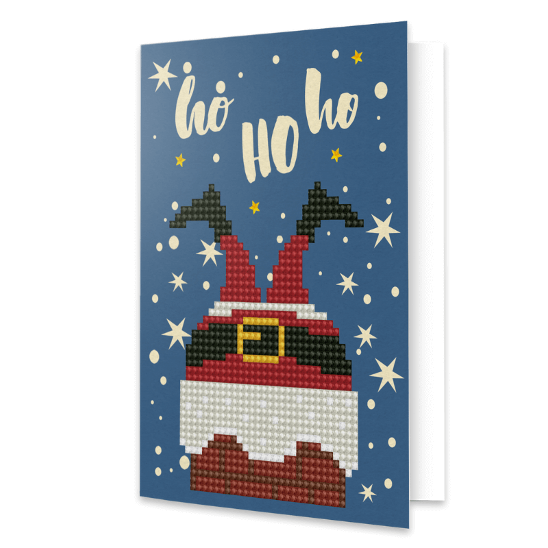 The Diamond Dotz Embroidery Facet Art Greeting Card Kit, HO HO HO Christmas Kit comes with everything you need to finish the project. It's simple, quick, and enjoyable to do!