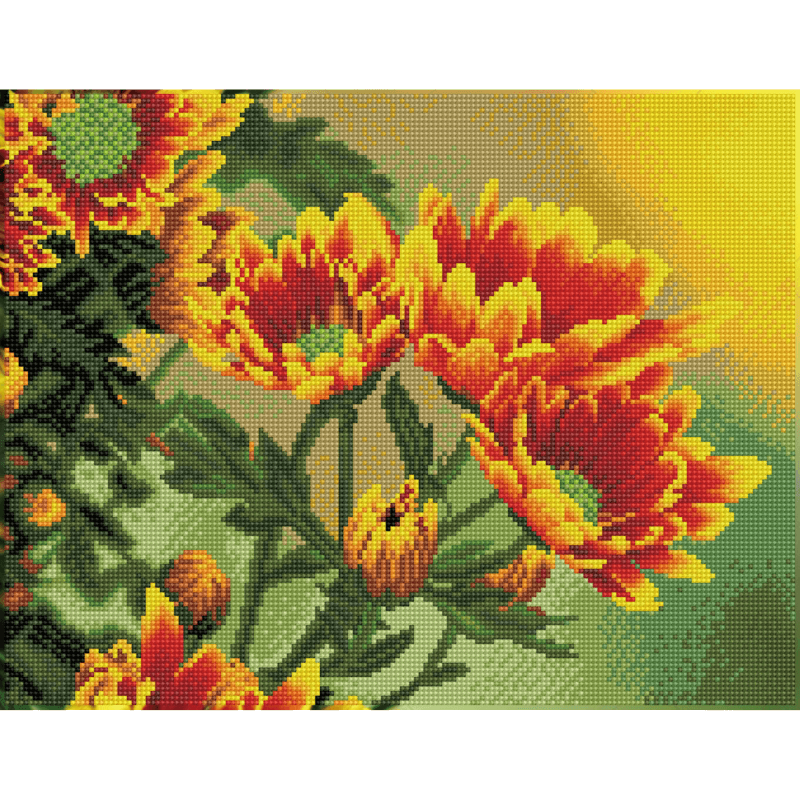 The Diamond Dotz Squares Field Daisies 5D Diamond Painting Kit, Pre-Framed, FULL DRILL Complete Coverage.