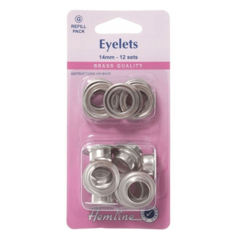 Hemline Eyelets Refill Eyelets 14mm Nickel/Silver